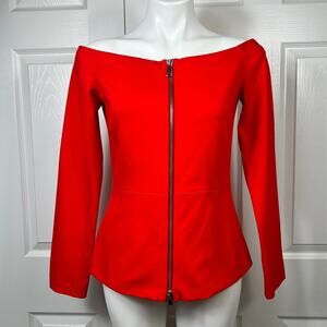 Pinko Red Blouse Longsleeve Front Zipper Closure Top Made in Italy Size 10 New!
